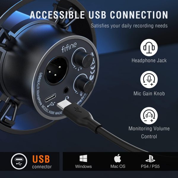 FIFINE K688 USB/XLR DYNAMIC Microphone - Image 11