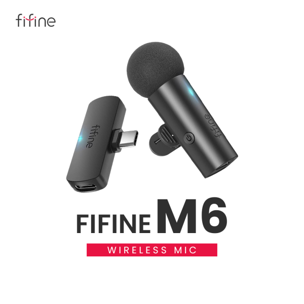 FIFINE M6 Wireless Lavalier Lapel Microphone System for Phones/Tablets