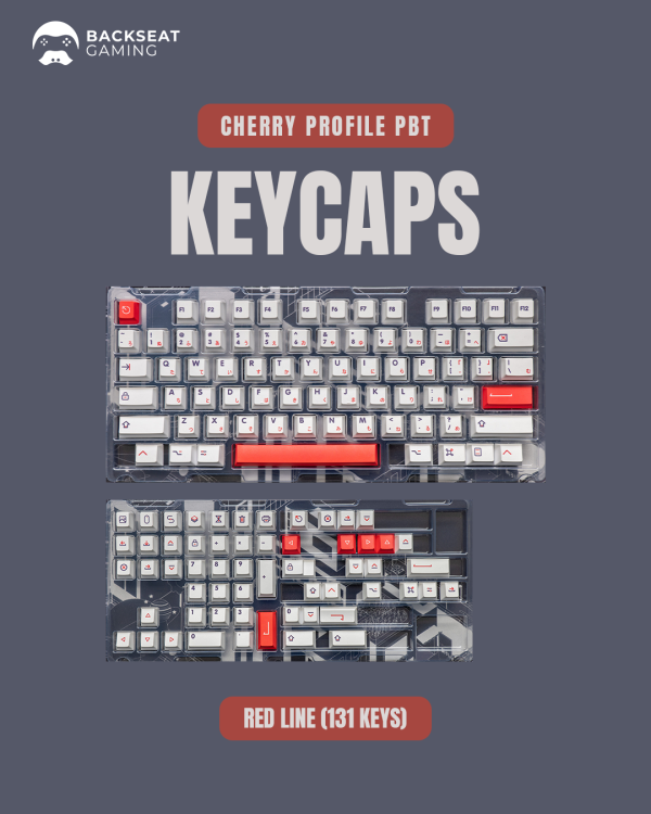 Red Line Keycaps- Cherry Profile PBT Dye Sublimation Keycaps (131 Keys)