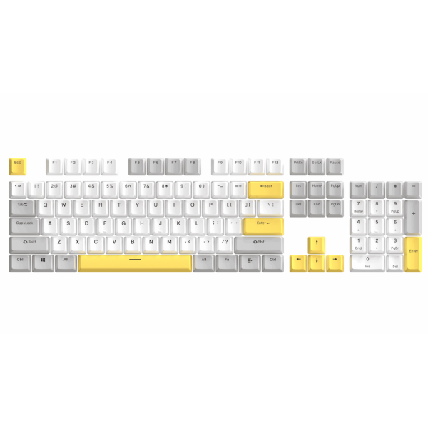 PBT Keycap Set - Yellow White - Image 3