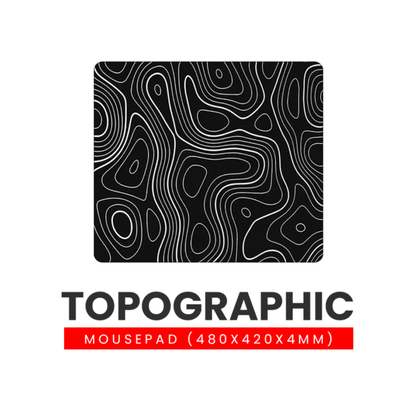 Topographic Black Gaming Mousepad 4mm (480x420mm) Speed Type