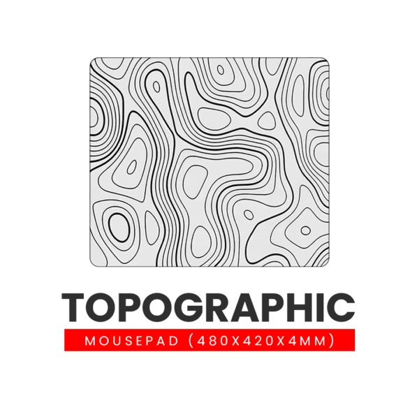 Topographic White Gaming Mousepad 4mm (480x420mm) Speed Type